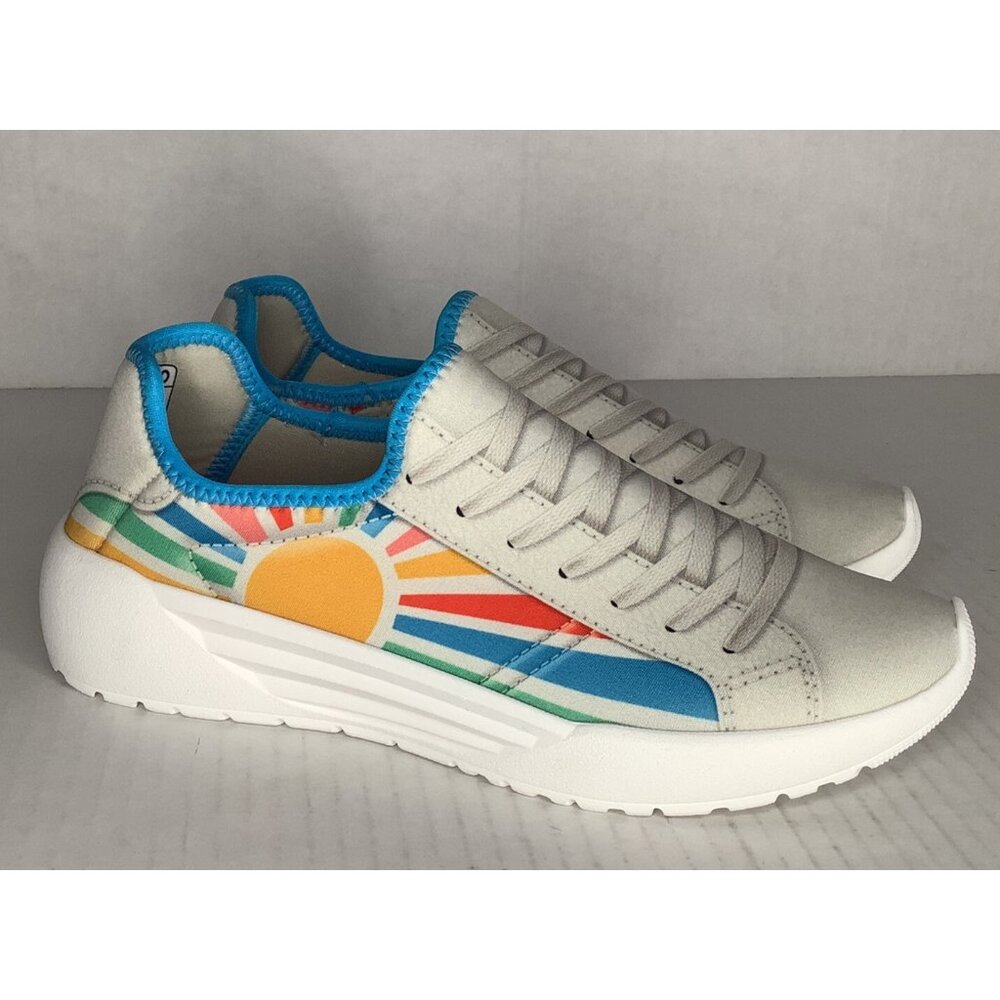 Women’s White Sneakers with Sunrise Graphic